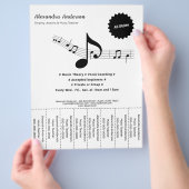Zwart & Wit Muziekleraar Afscheur stroken Flyer (Hand)
