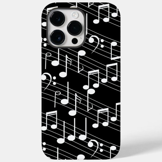 Zwart-wit muzieknoten en staflijnen Case-Mate iPhone case (Achterkant)