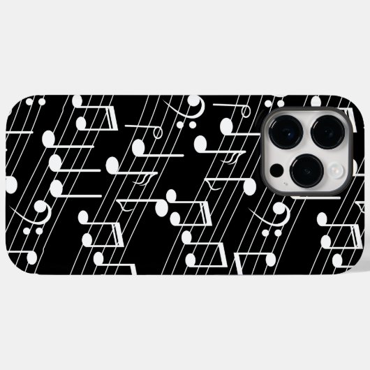 Zwart-wit muzieknoten en staflijnen Case-Mate iPhone case (Achterkant (horizontaal))