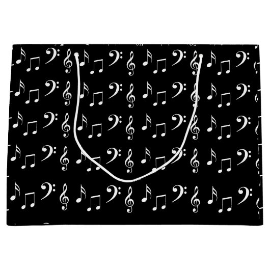 Zwart-wit muzieknoten muzikant groot cadeauzakje (Voorkant)