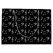 Zwart-wit muzieknoten muzikant groot cadeauzakje (Achterkant)