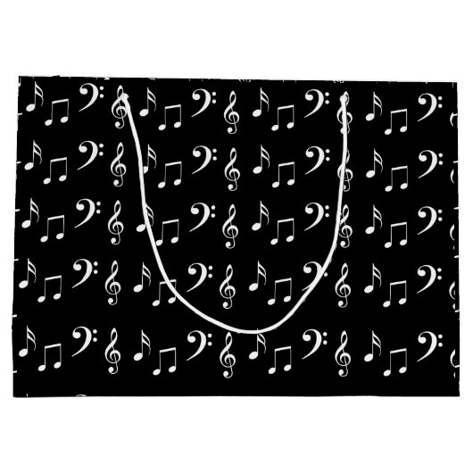 Zwart-wit muzieknoten muzikant groot cadeauzakje (Achterkant)