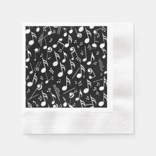 Zwart-wit muzieknoten papier servet