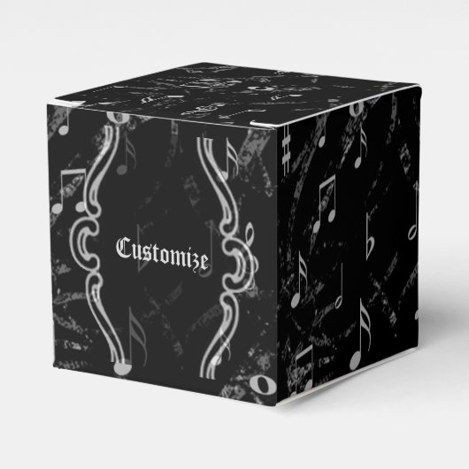 Zwart & Wit Muzieknoten Patroon Cube Favor Box Bedankdoosjes (Voorkant Zijde)