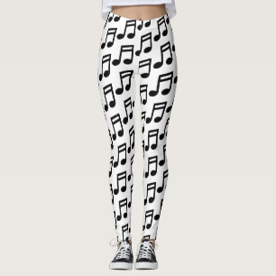Zwart-wit muzieknoten patroon partij leggings