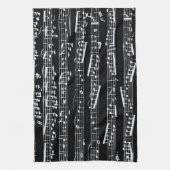 Zwart-wit muzieknoten theedoek (Verticaal)