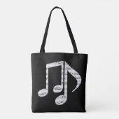 Zwart-wit muzieknoten tote bag (Achterkant)