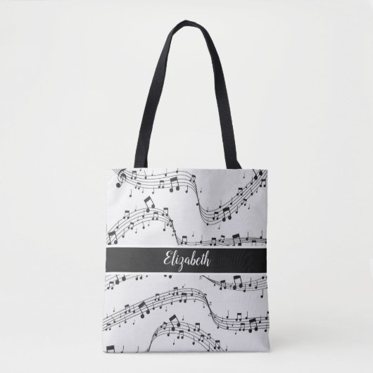 zwart-wit muzieknotitie tote bag (Voorkant)