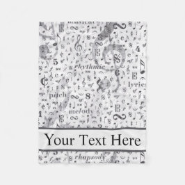  zwart-wit muzieknotitiepatroon fleece deken