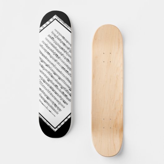 Zwart-wit muziekpatroon  deck 1 persoonlijk skateboard (Voorkant)
