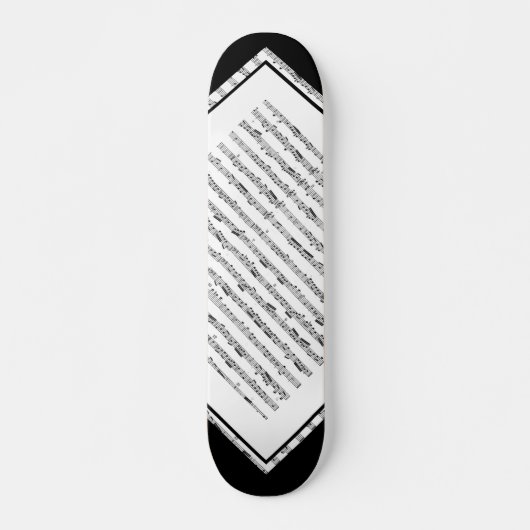 Zwart-wit muziekpatroon  deck 1 persoonlijk skateboard (Voorkant)