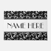 Zwart-wit muziekpatroon Voeg Jouw namen toe Deurmat (Voorkant)