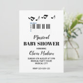 Zwart-wit Muzikaal Genderneutraal Baby shower Kaart (Staand voorkant)