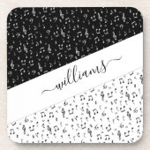 Zwart-wit muzikaal gepersonaliseerd bier onderzetter (Voorkant)