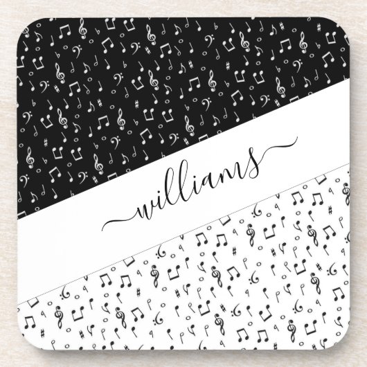 Zwart-wit muzikaal gepersonaliseerd bier onderzetter (Voorkant)