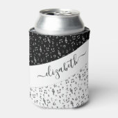 Zwart-wit muzikaal gepersonaliseerd blikjeskoeler (Blikje Voorkant)