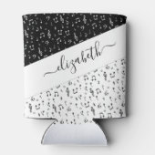 Zwart-wit muzikaal gepersonaliseerd blikjeskoeler (Achterkant)