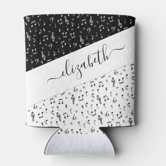 Zwart-wit muzikaal gepersonaliseerd blikjeskoeler (Achterkant)