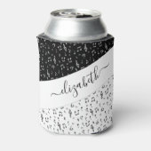 Zwart-wit muzikaal gepersonaliseerd blikjeskoeler (Blikje Achterkant)
