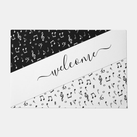 Zwart-wit muzikaal gepersonaliseerd deurmat (Voorkant)