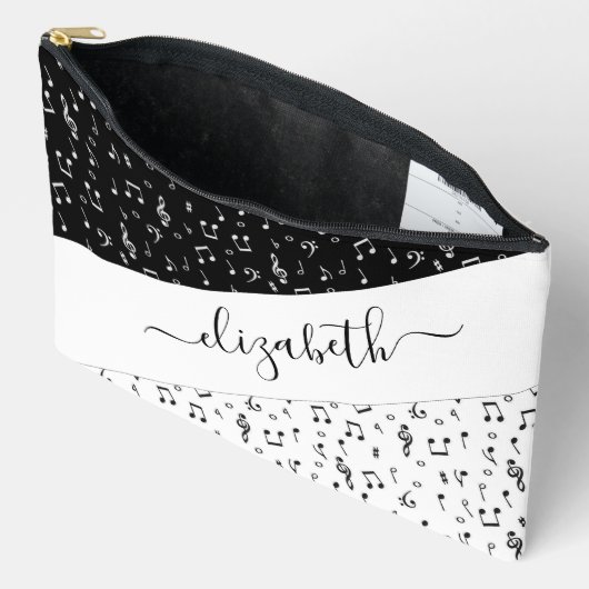 Zwart-wit muzikaal gepersonaliseerd etui (Open)