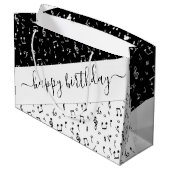 Zwart-wit muzikaal gepersonaliseerd groot cadeauzakje (Achterkant Gekanteld)