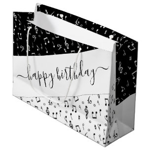 Zwart-wit muzikaal gepersonaliseerd groot cadeauzakje
