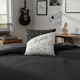 Zwart-wit muzikaal gepersonaliseerd kussen