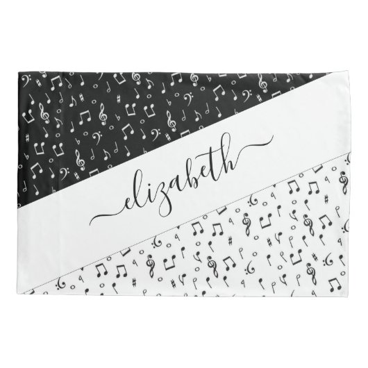 Zwart-wit muzikaal gepersonaliseerd kussensloop (Achterkant)