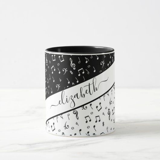 Zwart-wit muzikaal gepersonaliseerd mok (Midden)