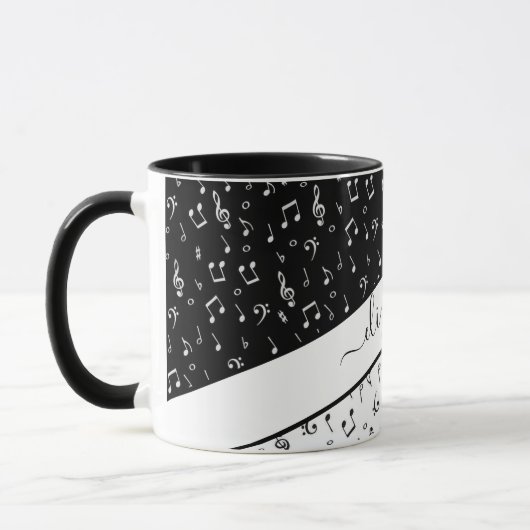 Zwart-wit muzikaal gepersonaliseerd mok (Links)