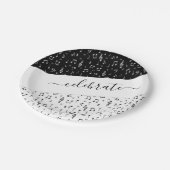 Zwart-wit muzikaal gepersonaliseerd papieren bordje (Gekanteld)