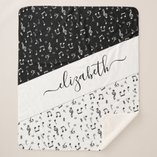 Zwart-wit muzikaal gepersonaliseerd sherpa deken