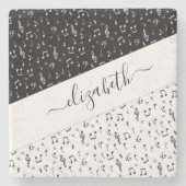 Zwart-wit muzikaal gepersonaliseerd stenen onderzetter (Voorkant)