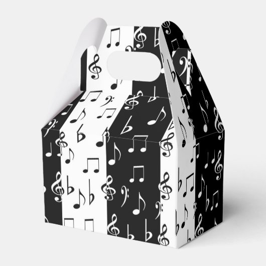 Zwart & Wit Muzikale Strepen Gable Favor Box Bedankdoosjes (Achterkant)