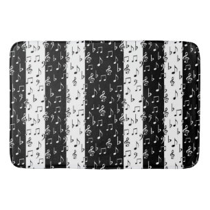 Zwart-wit muzikale stripes Bath Mat
