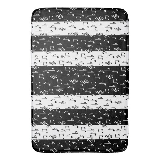 Zwart-wit muzikale stripes Bath Mat (Voorkant Verticaal)