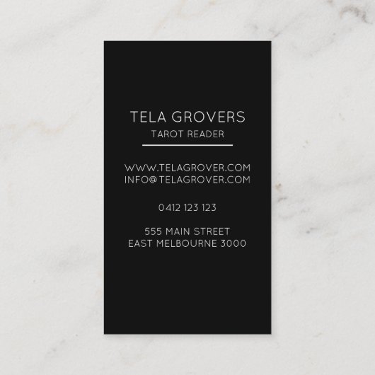 Zwart-wit Mystic Eye Tarot Reader Visitekaartje (Achterkant)