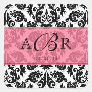 Zwart Wit n Hot Pink Fleur de Lis Damask Sticker
