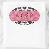 Zwart, Wit n Limoen Fleur de Lis Damask Sticker (Tas)