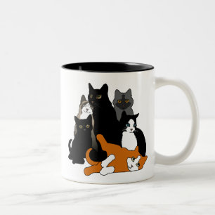 Zwart wit "n" wit "n" grijs "n" Oranje katten Tweekleurige Koffiemok