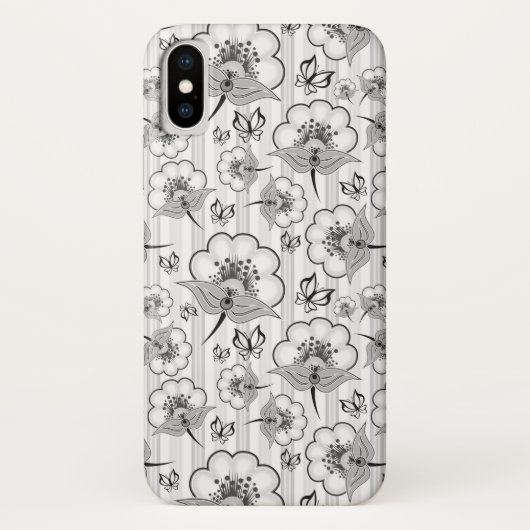 Zwart wit naadloos bloem Case-Mate iPhone case (Achterkant)