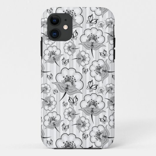 Zwart wit naadloos bloem Case-Mate iPhone case (Achterkant)