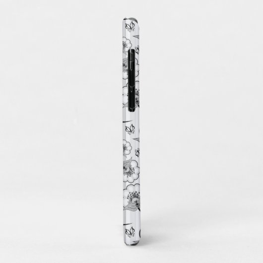 Zwart wit naadloos bloem Case-Mate iPhone case (Achterkant/links)