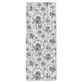 Zwart wit naadloos bloem wijn cadeautas (Achterkant)