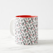 Zwart-wit, naadloos design tweekleurige koffiemok (Voorkant links)