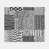 Zwart-wit naadloos doedelpatroon. Handtekening Fleece Deken (Voorkant (Horizontaal))
