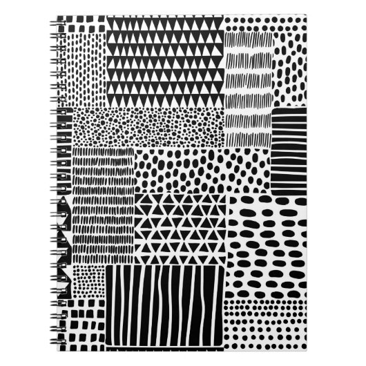 Zwart-wit naadloos doedelpatroon. Handtekening Notitieboek (Voorkant)
