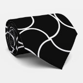Zwart-wit naadloos geometrisch netpatroon stropdas (Opgerold)