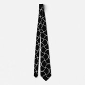 Zwart-wit naadloos geometrisch netpatroon stropdas (Achterkant)